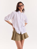 Load image into Gallery viewer, White Textured Oversized Cropped Shirt