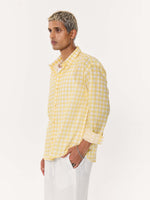 Load image into Gallery viewer, Yellow Box Checkered Oversized Cropped Shirt