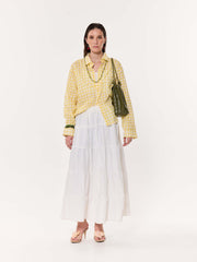 Yellow Box Checkered Oversized Cropped Shirt