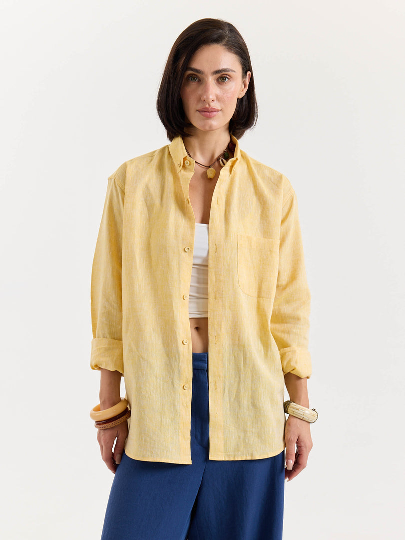 Yellow Chambray Linen Shirt