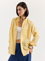 Load image into Gallery viewer, Yellow Chambray Linen Shirt