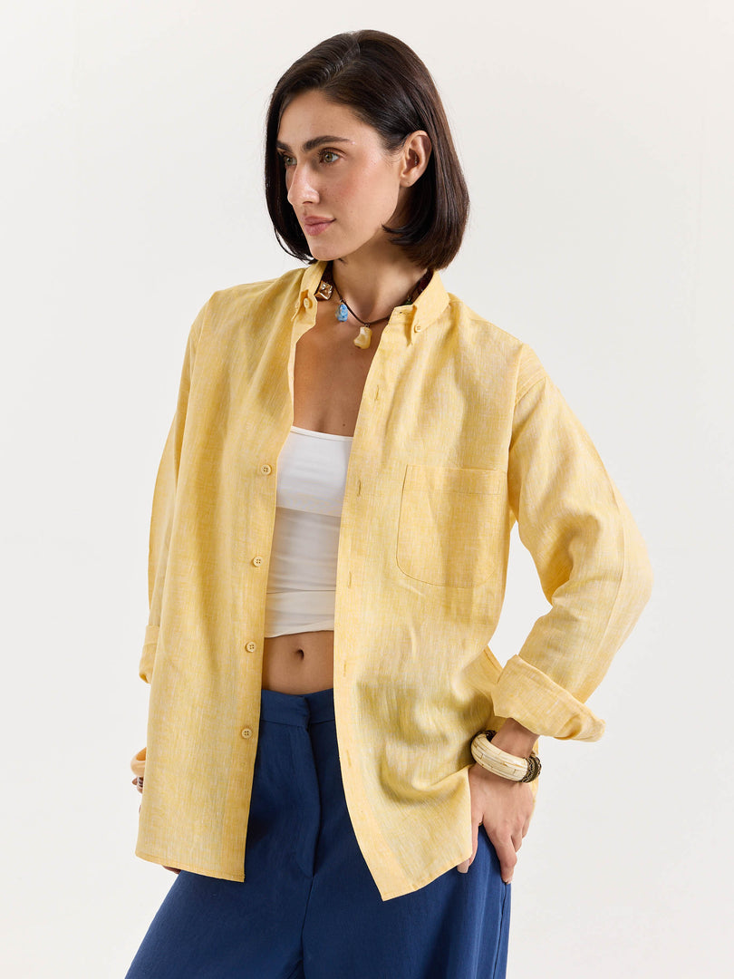 Yellow Chambray Linen Shirt