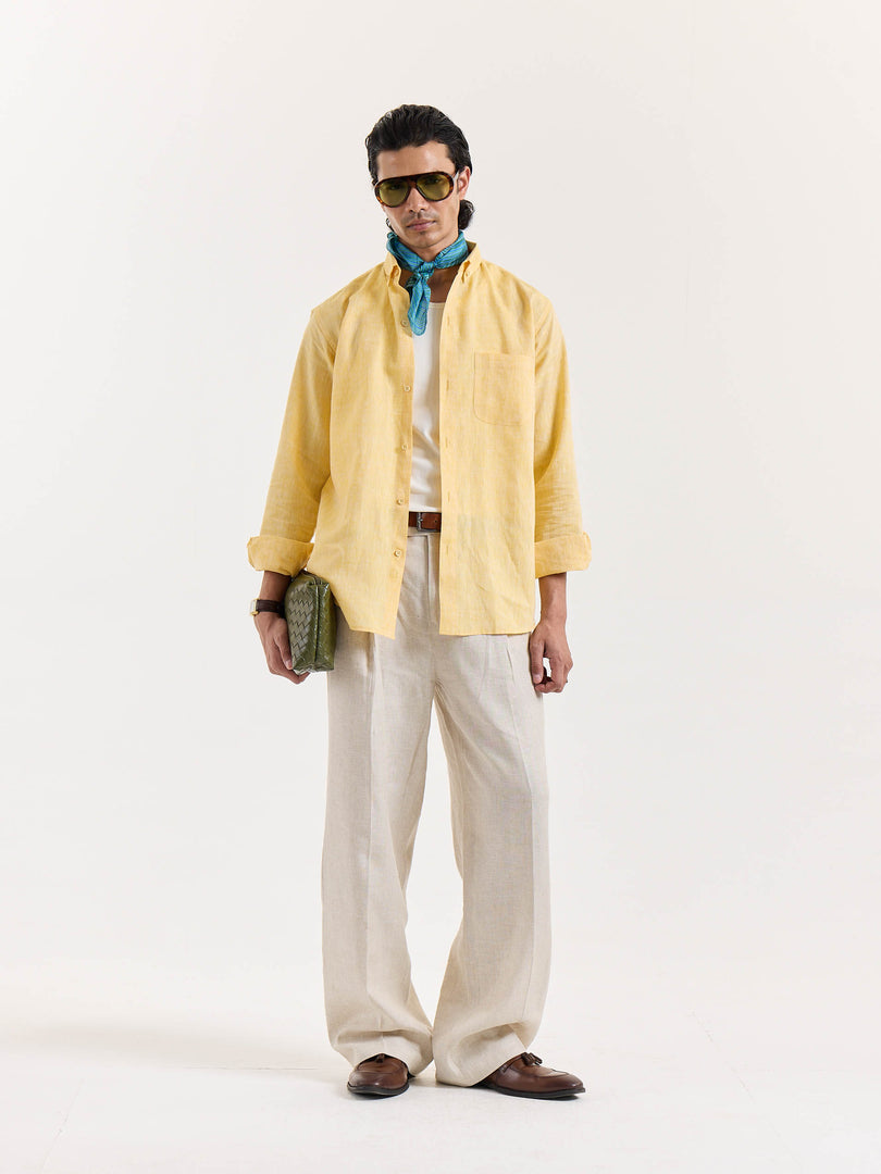 Yellow Chambray Linen Shirt