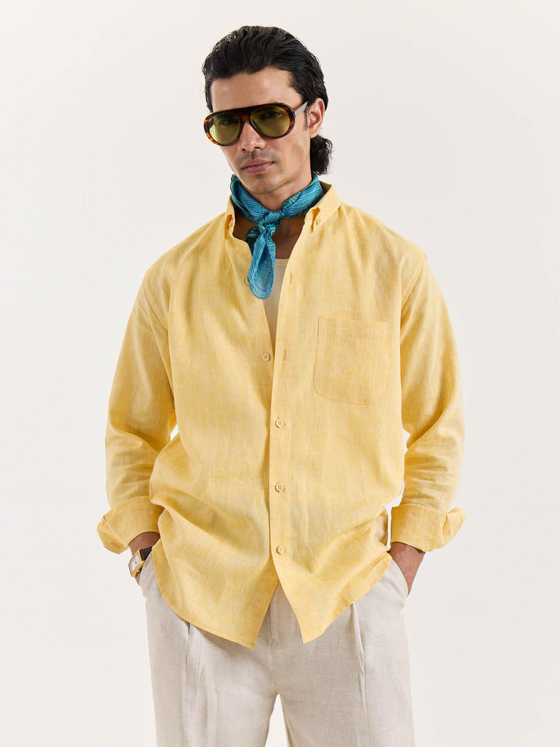 Yellow Chambray Linen Shirt