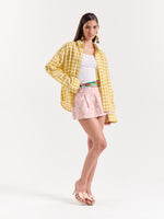 Load image into Gallery viewer, Yellow Gingham Cropped Shirt