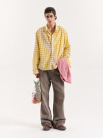 Load image into Gallery viewer, Yellow Gingham Cropped Shirt