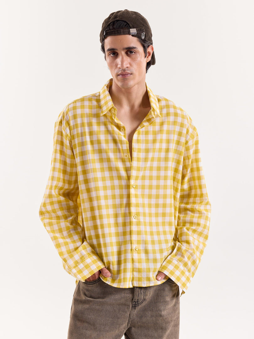 Yellow Gingham Cropped Shirt