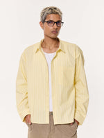 Load image into Gallery viewer, Yellow Multi-striped Oversized Cropped Shirt