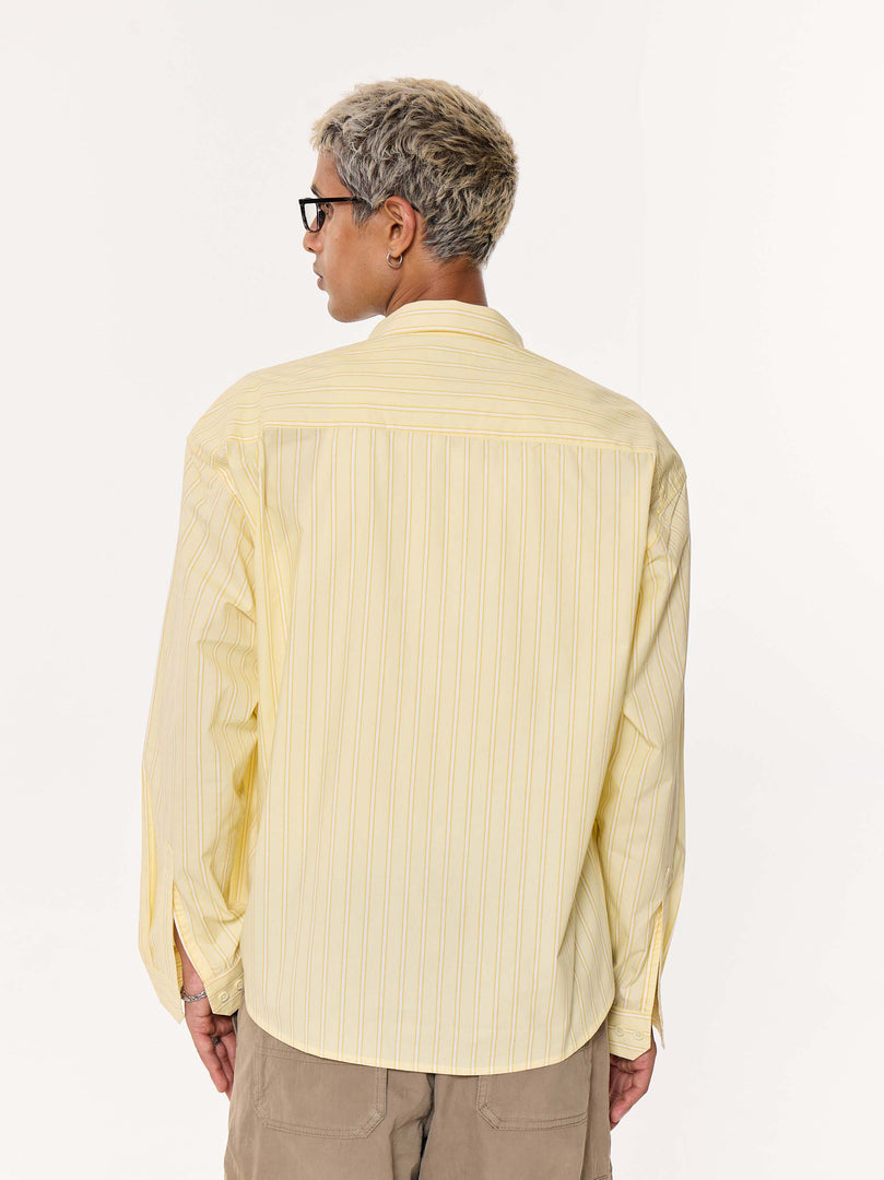 Yellow Multi-striped Oversized Cropped Shirt