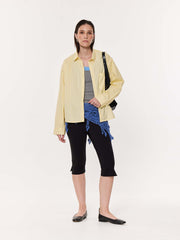 Yellow Multi-striped Oversized Cropped Shirt