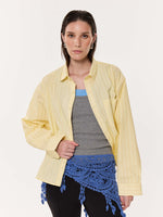 Load image into Gallery viewer, Yellow Multi-striped Oversized Cropped Shirt