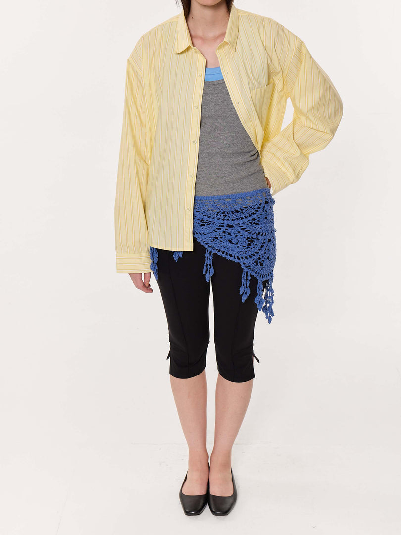 Yellow Multi-striped Oversized Cropped Shirt