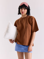 Load image into Gallery viewer, Russet Brown Loose Fit Cropped T-Shirt