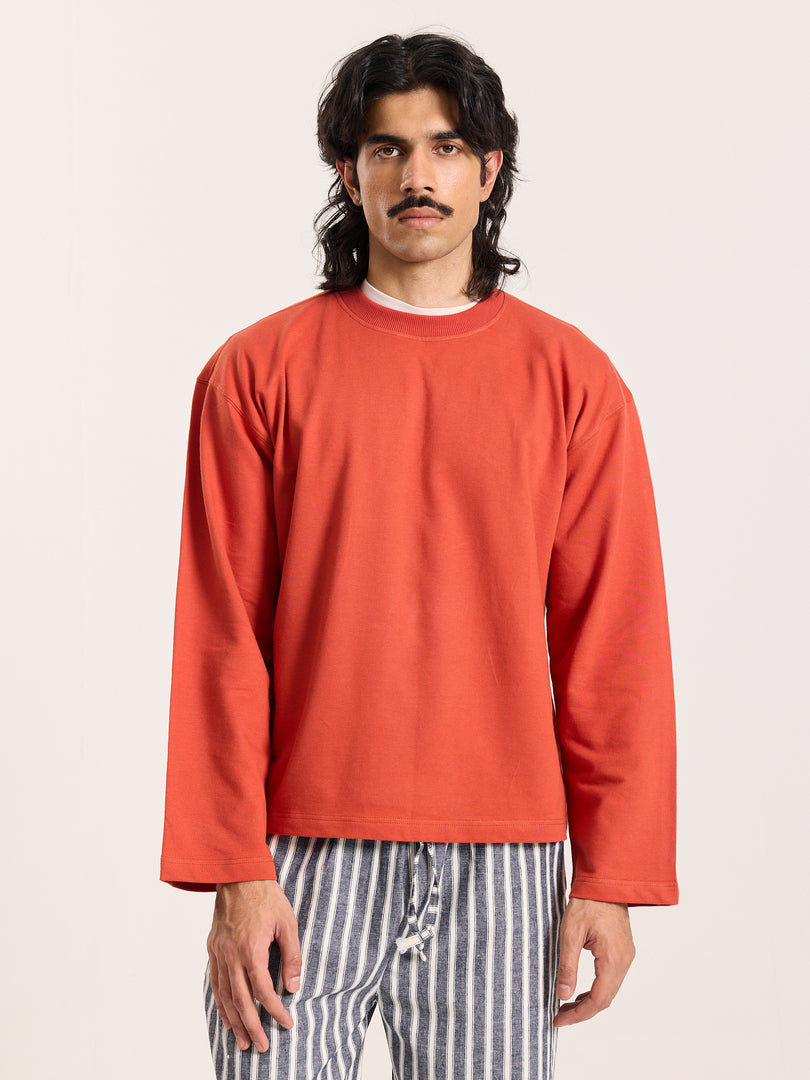 Rust Orange Loose Fit Cropped T-Shirt