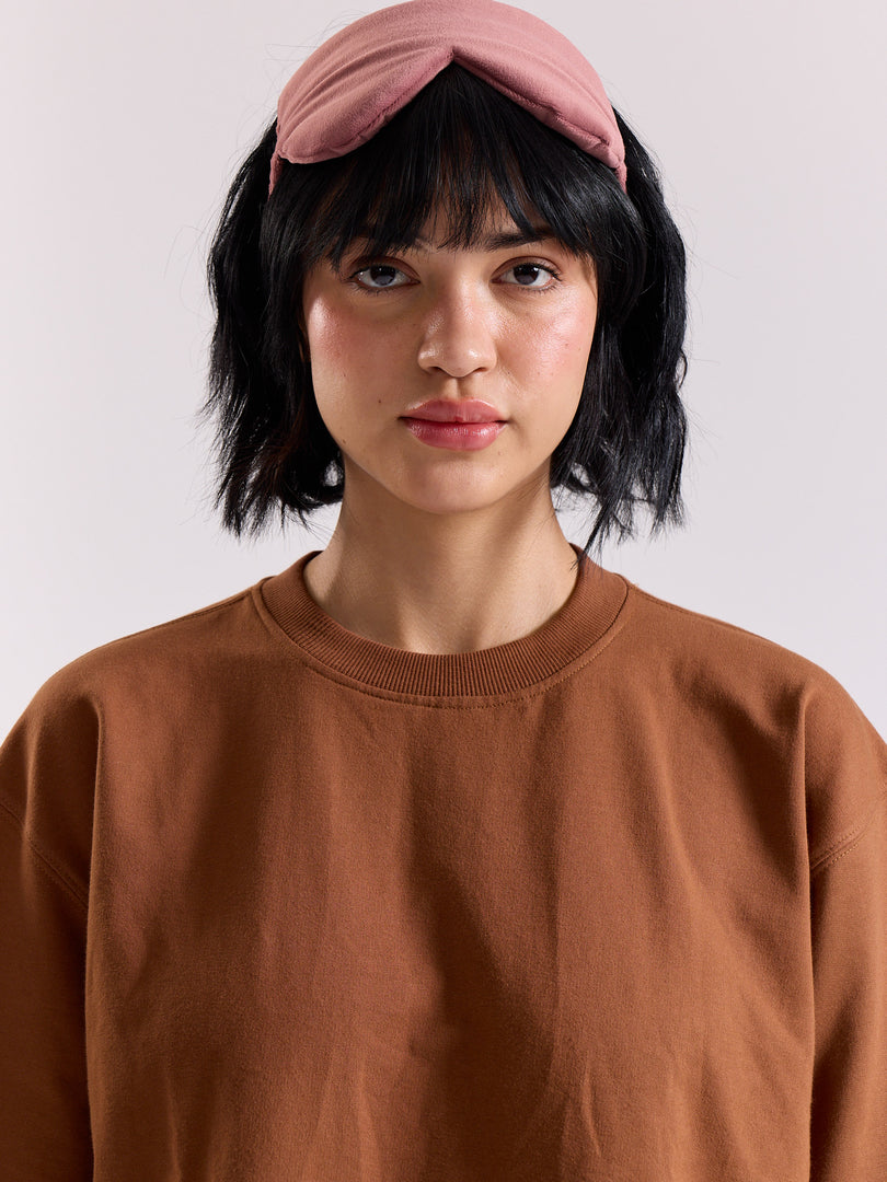 Russet Brown Loose Fit Cropped T-Shirt