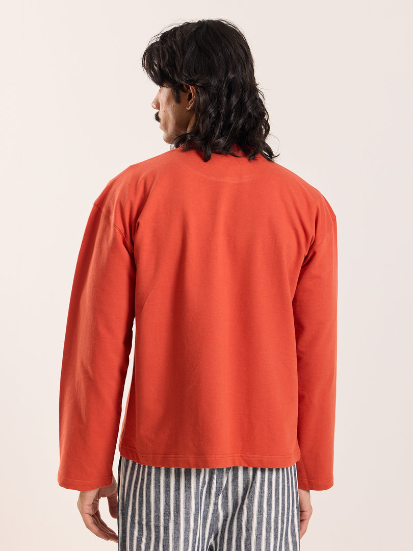 Rust Orange Loose Fit Cropped T-Shirt