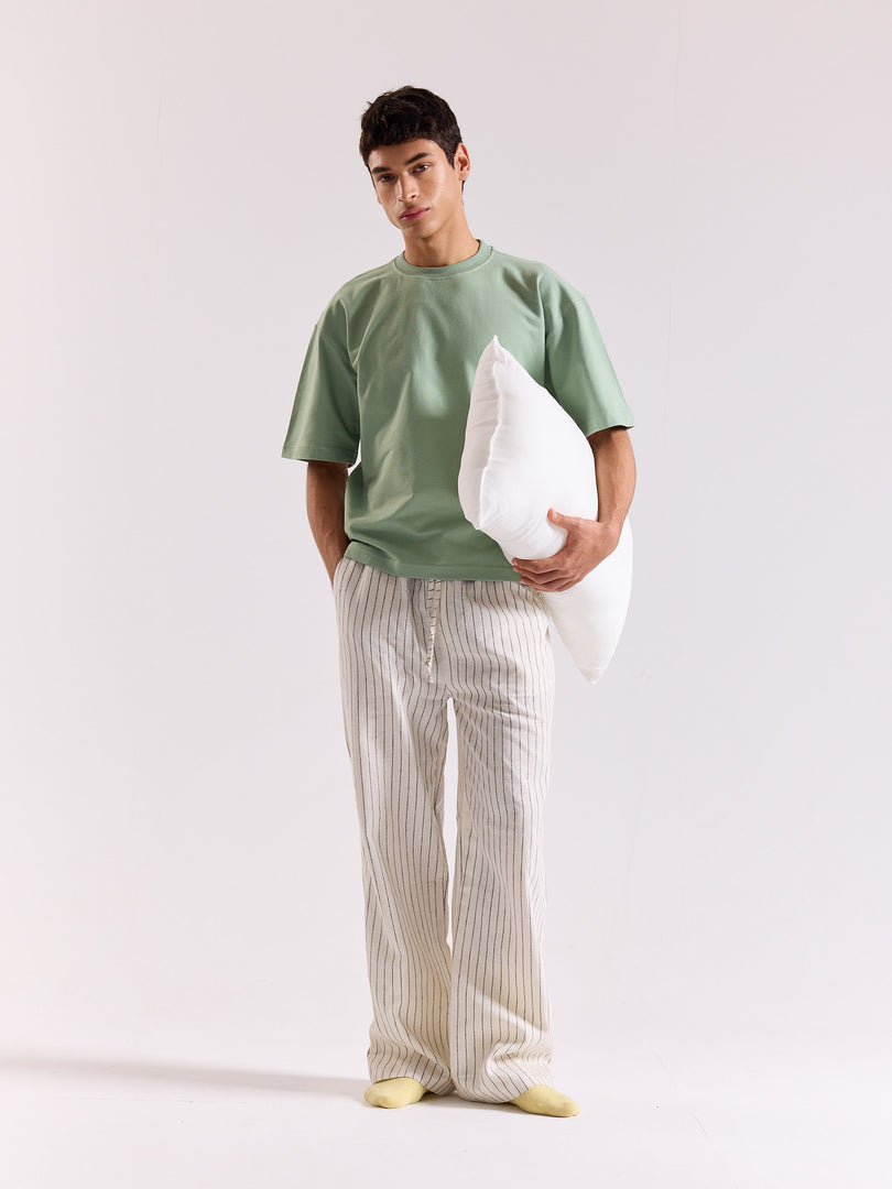 Aqua Green Loose Fit Cropped T-Shirt