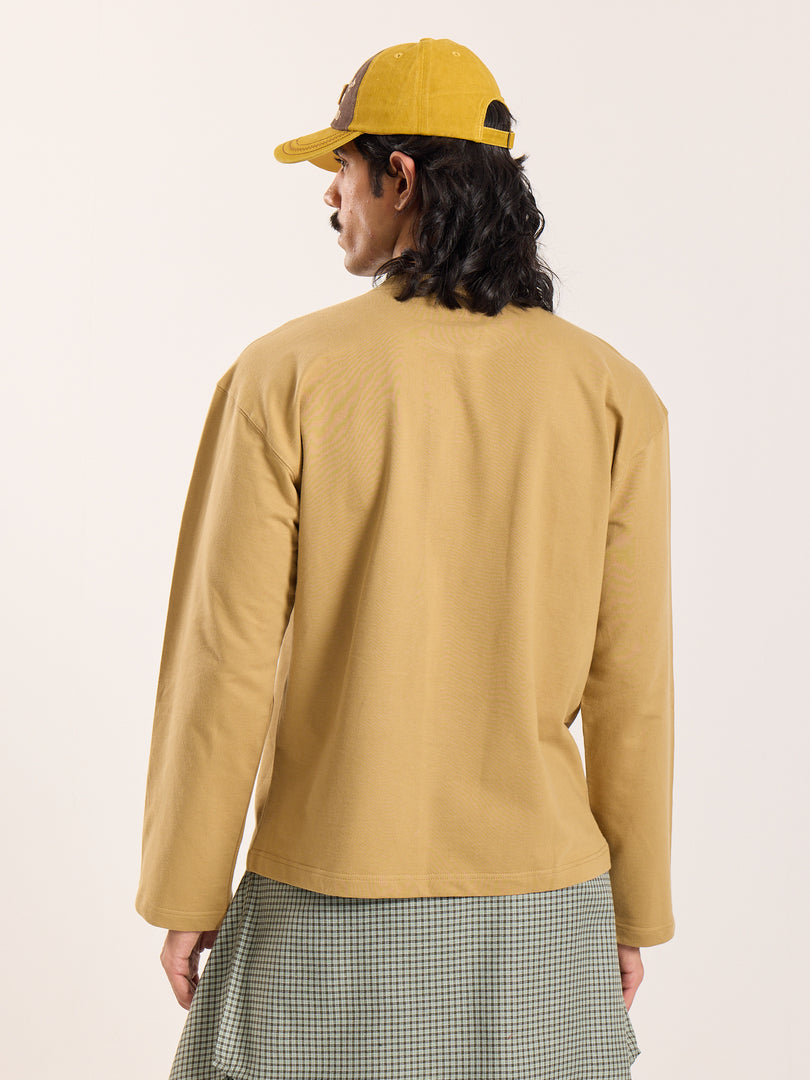 Khaki Loose Fit Cropped T-Shirt