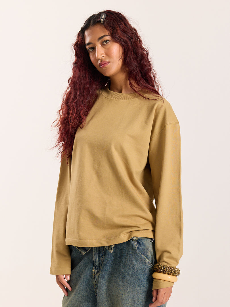 Khaki Loose Fit Cropped T-Shirt