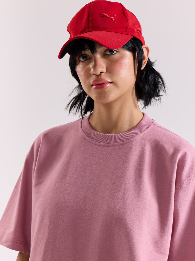 Mauve Loose Fit Cropped T-Shirt