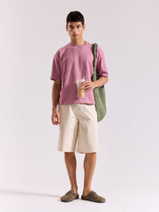 Mauve Loose Fit Cropped T-Shirt