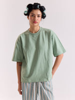 Load image into Gallery viewer, Aqua Green Loose Fit Cropped T-Shirt
