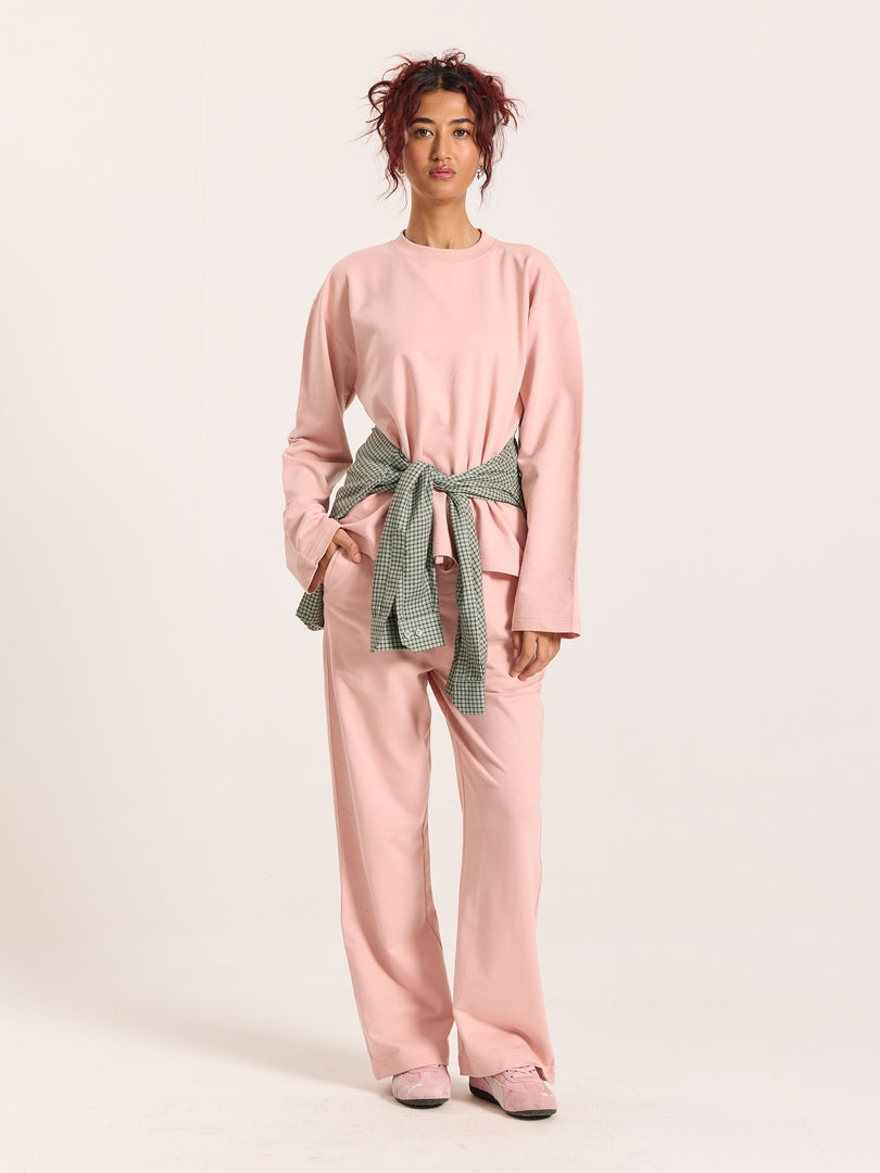 Dusty Pink Loose Fit Cropped T-Shirt