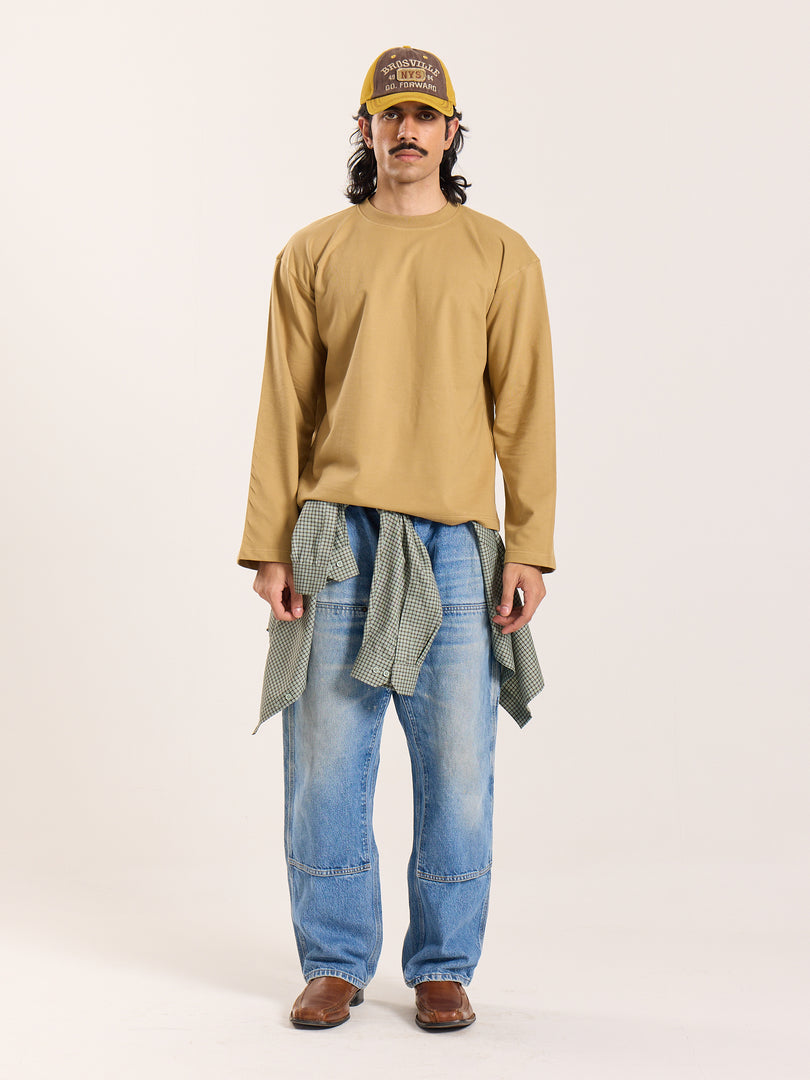 Khaki Loose Fit Cropped T-Shirt
