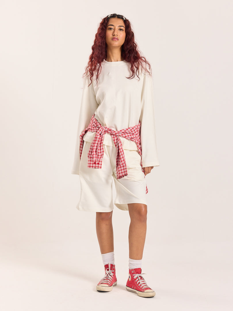 Off-White Loose Fit Cropped T-Shirt