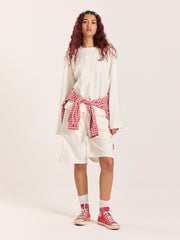 Off-White Loose Fit Cropped T-Shirt