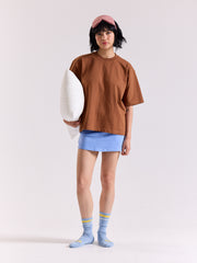 Russet Brown Loose Fit Cropped T-Shirt