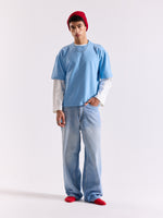 Load image into Gallery viewer, Powder Blue Loose Fit Cropped T-Shirt