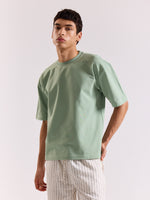 Load image into Gallery viewer, Aqua Green Loose Fit Cropped T-Shirt